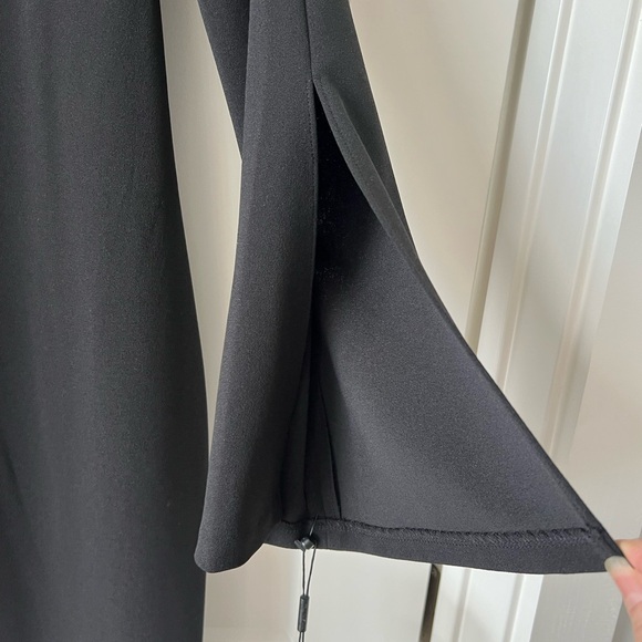 Calvin Klein Black Cocktail Dress with 10” Slit Bell Sleeves - Size 14 - Picture 5 of 16
